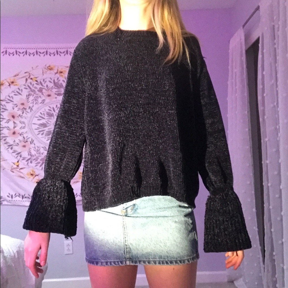 Navy blue chenille sweater